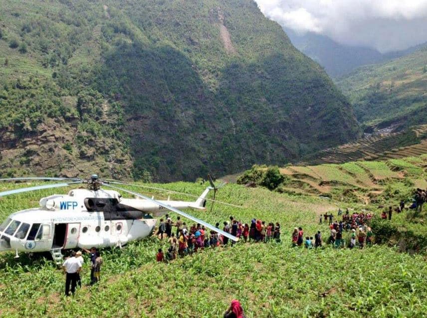 Reaching villages on mountaintops with food.