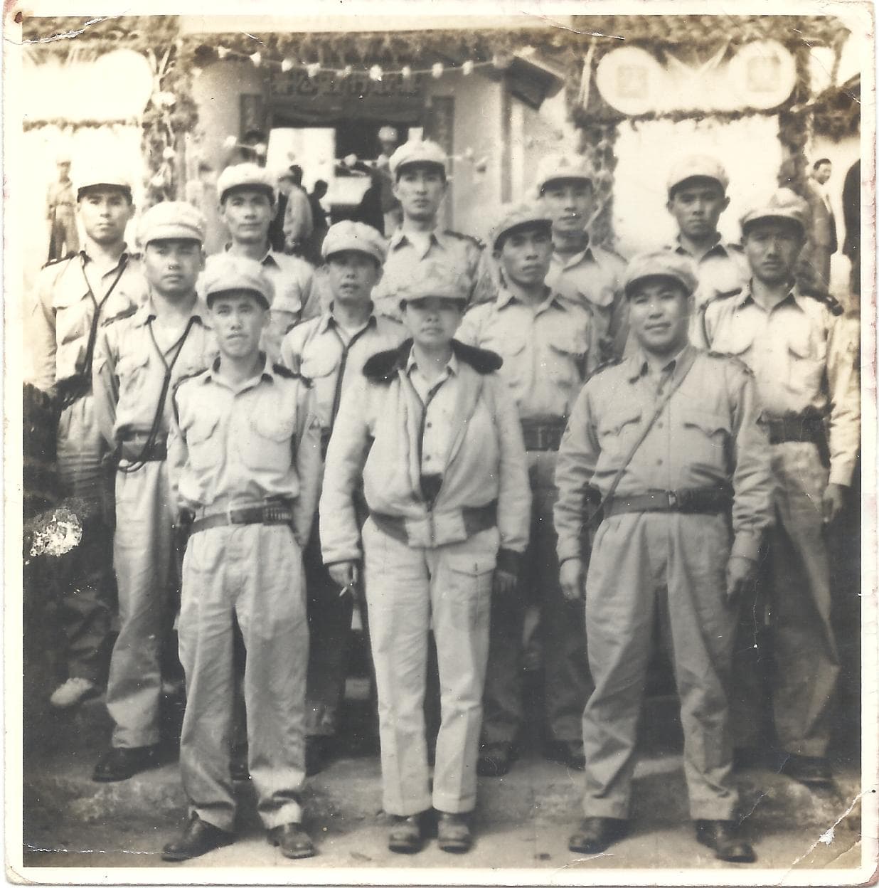 Olive with her soldiers, ca. 1956.