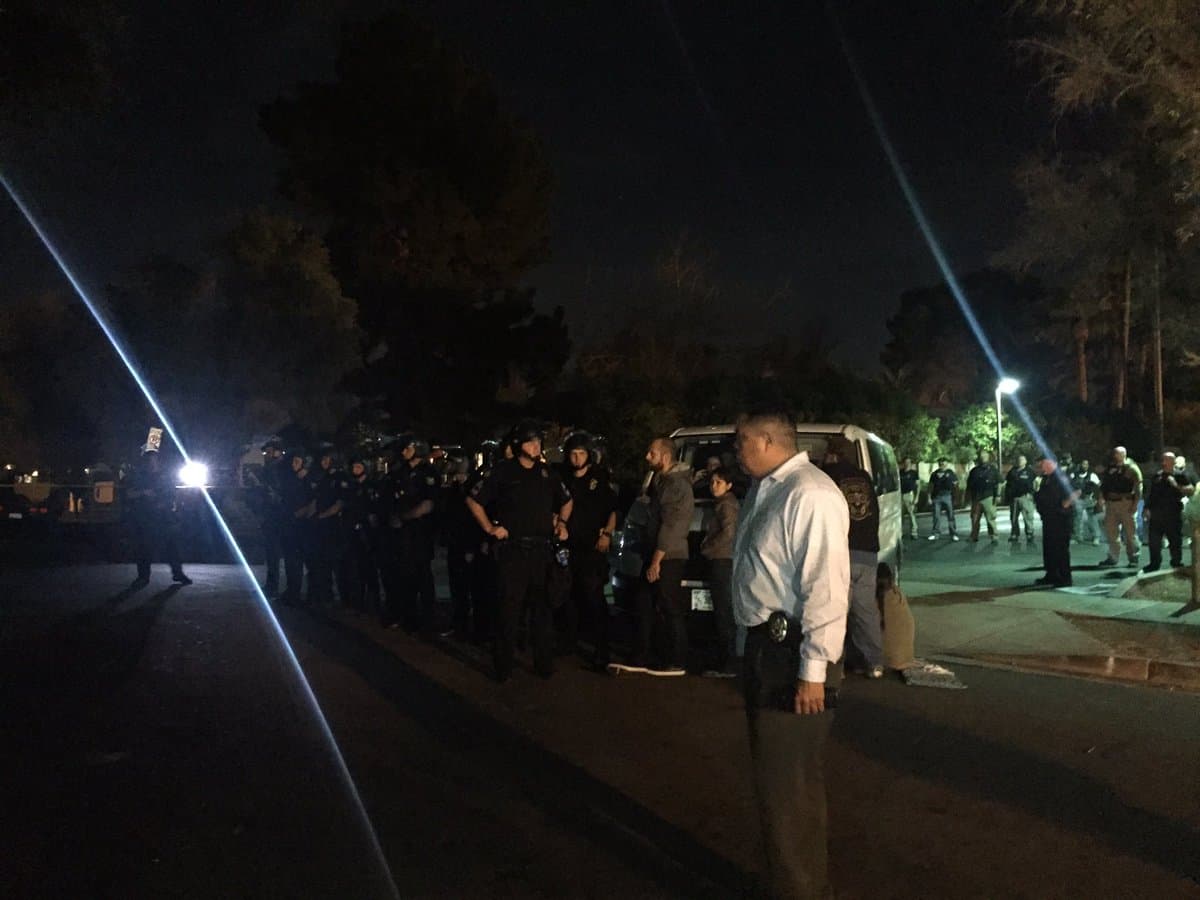 Police line in night time photo