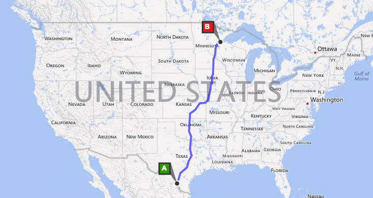 A map showing the route of a planned pesticide-free butterfly corridor across the United States.