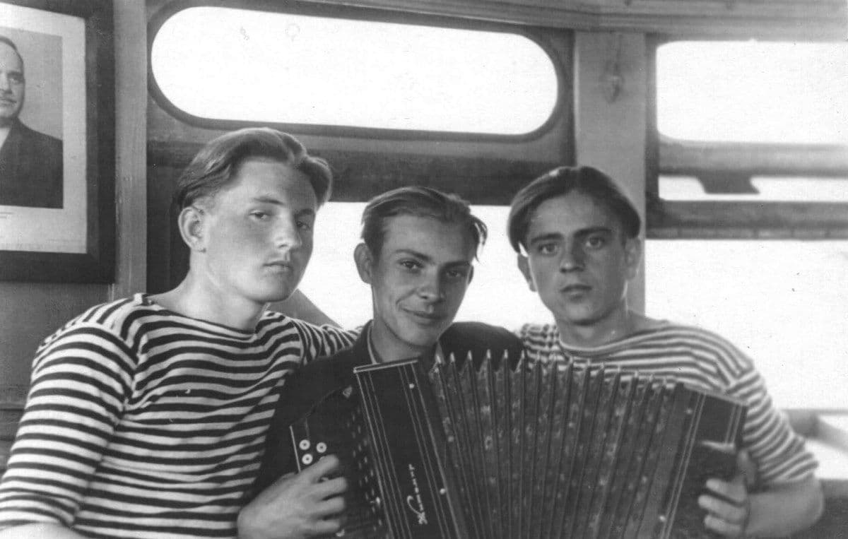 My Ukraine: Memory and Identity: Pavlo Holovakha (L) during military service with the Black Sea Fleet, early 1940's.