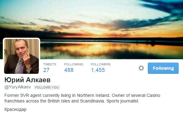 Yuri Alkaev's Twitter bio