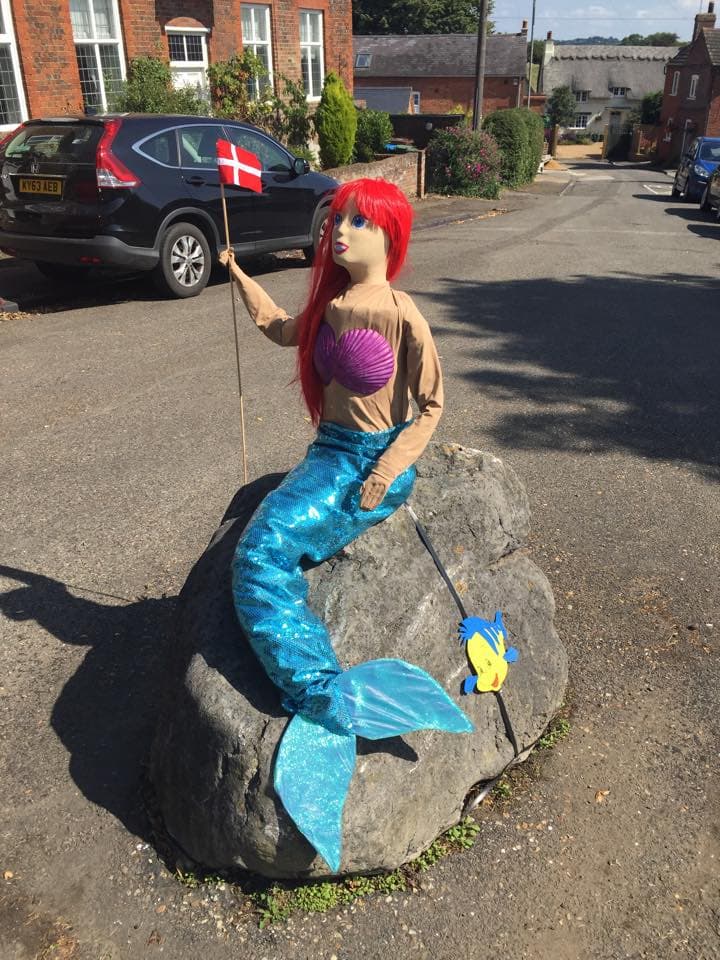 Residents of Soulbury dress-up their stone as the Little Mermaid.