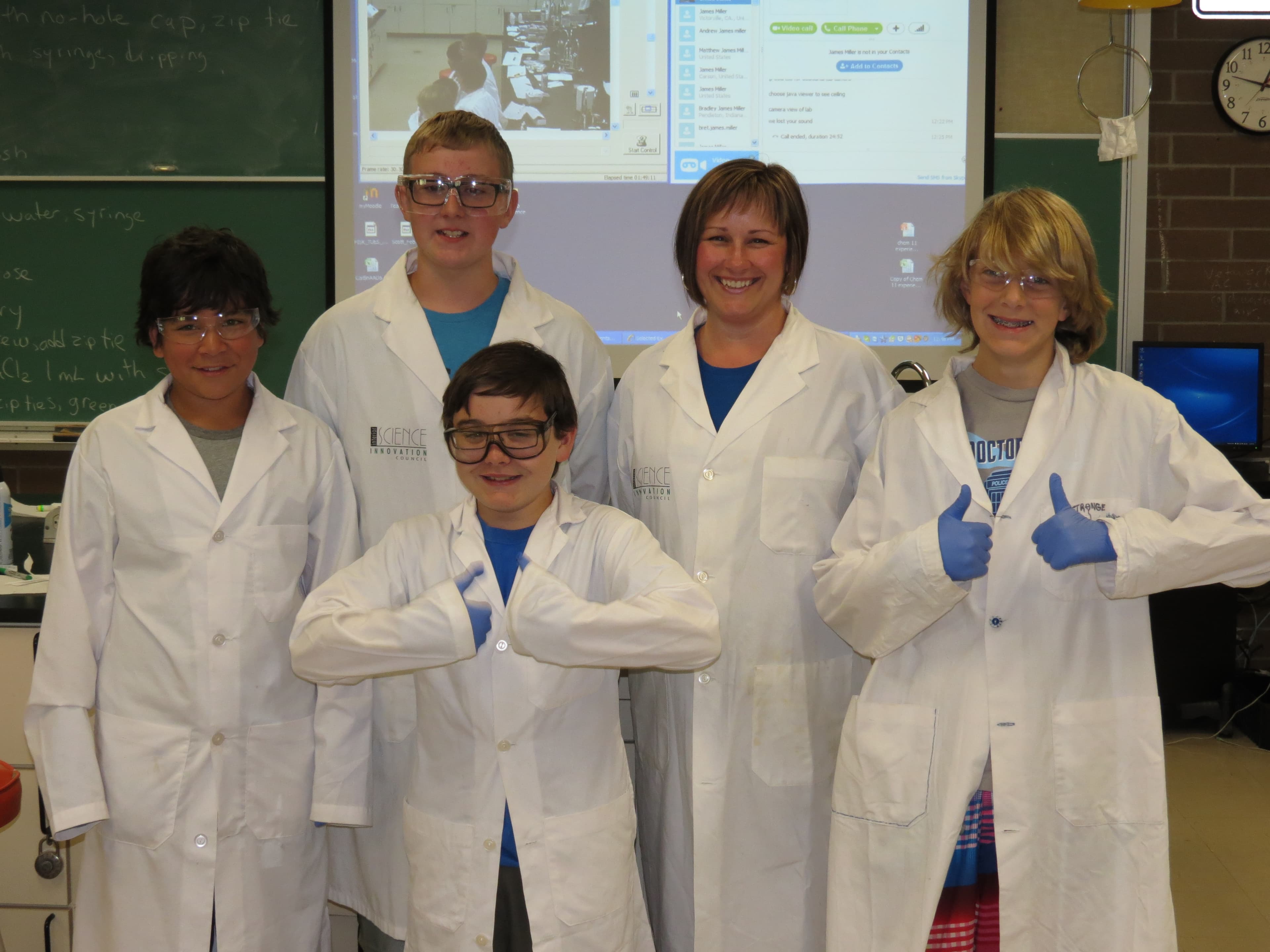 (Back row) Jordan Brown, Hunter Galbraith, teacher Sharmane Baerg, Kieren O'Neill (Front row) Ryan Watson