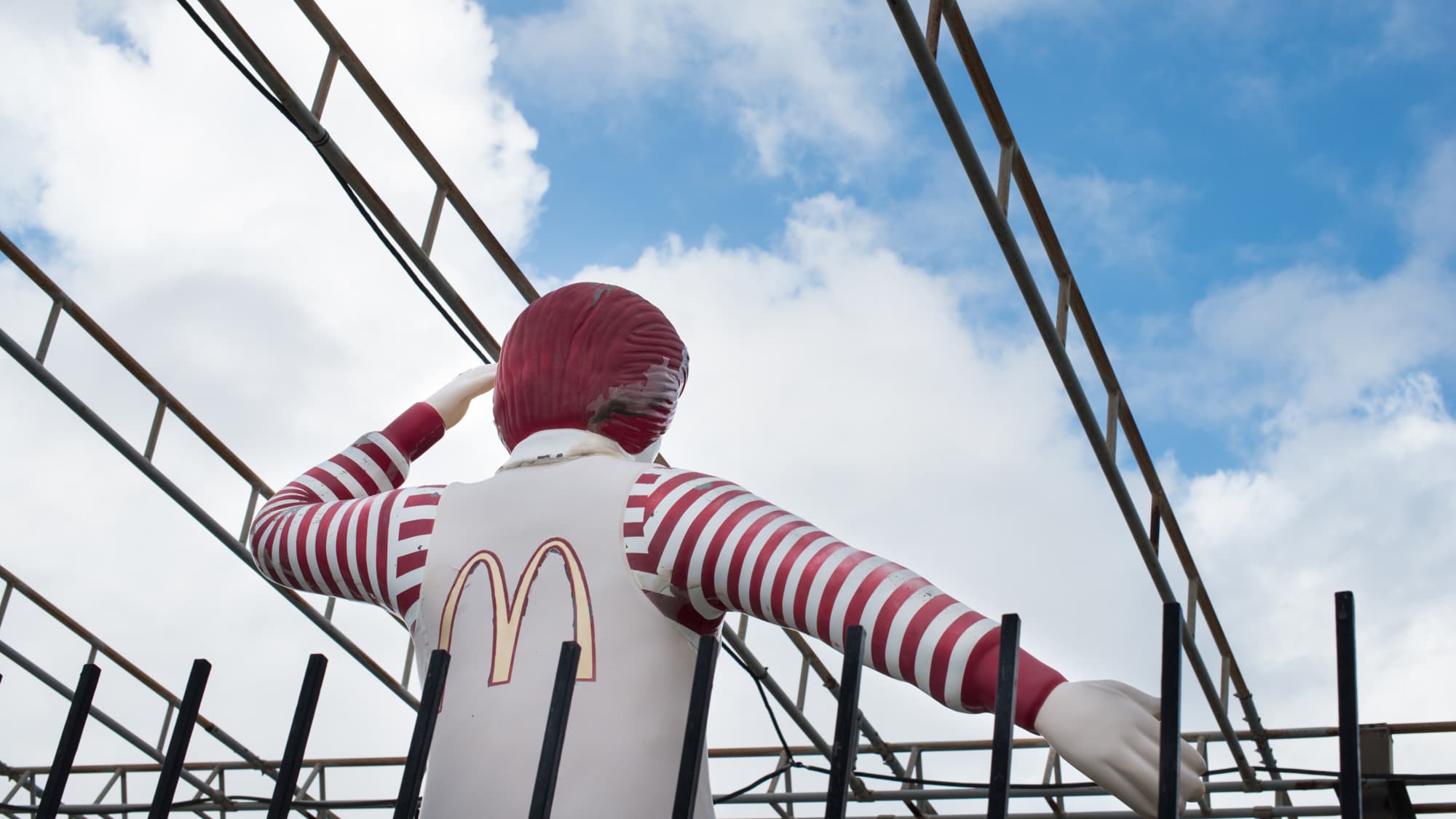 Ronald McDonald gives a salute at Guantanamo.