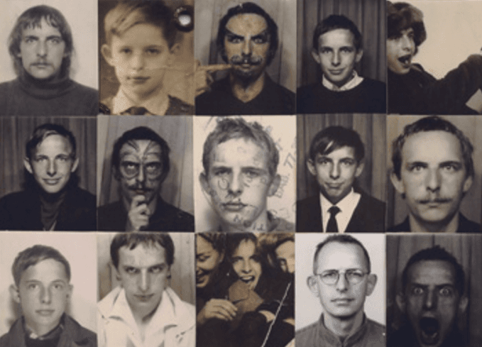 Collage of self portraits in black and white