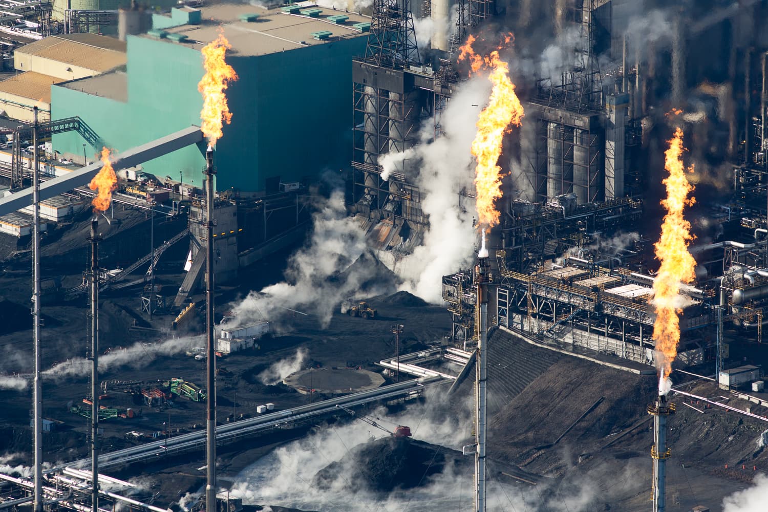 Gas flares at the Suncor Oil Sands Mining Site.