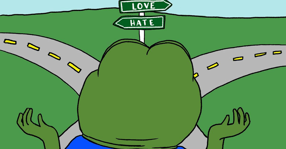 The meme "Pepe the Frog" has become a symbol for the alt-right on the internet.