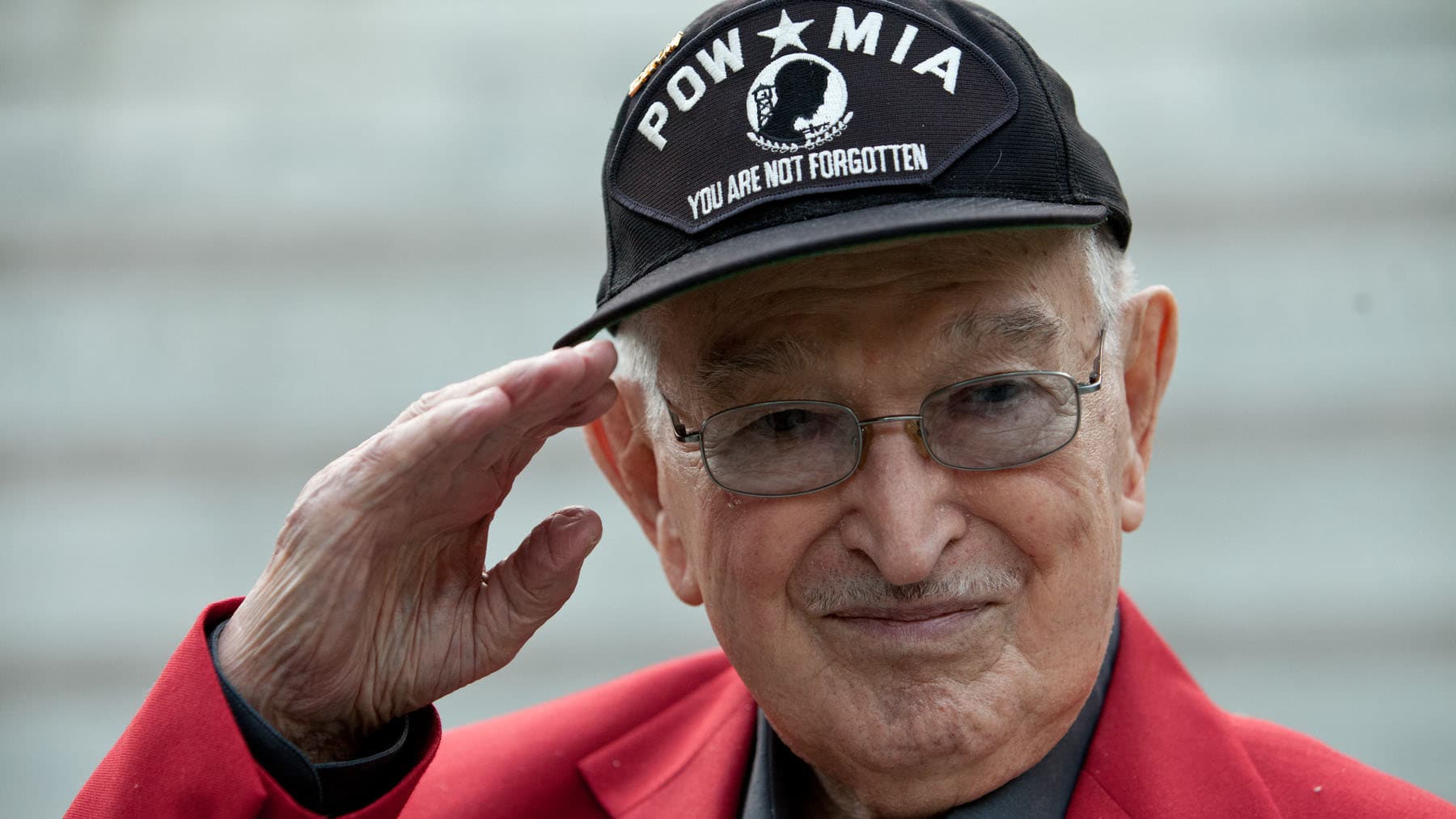 Anthony Acevedo wearing a POW hat