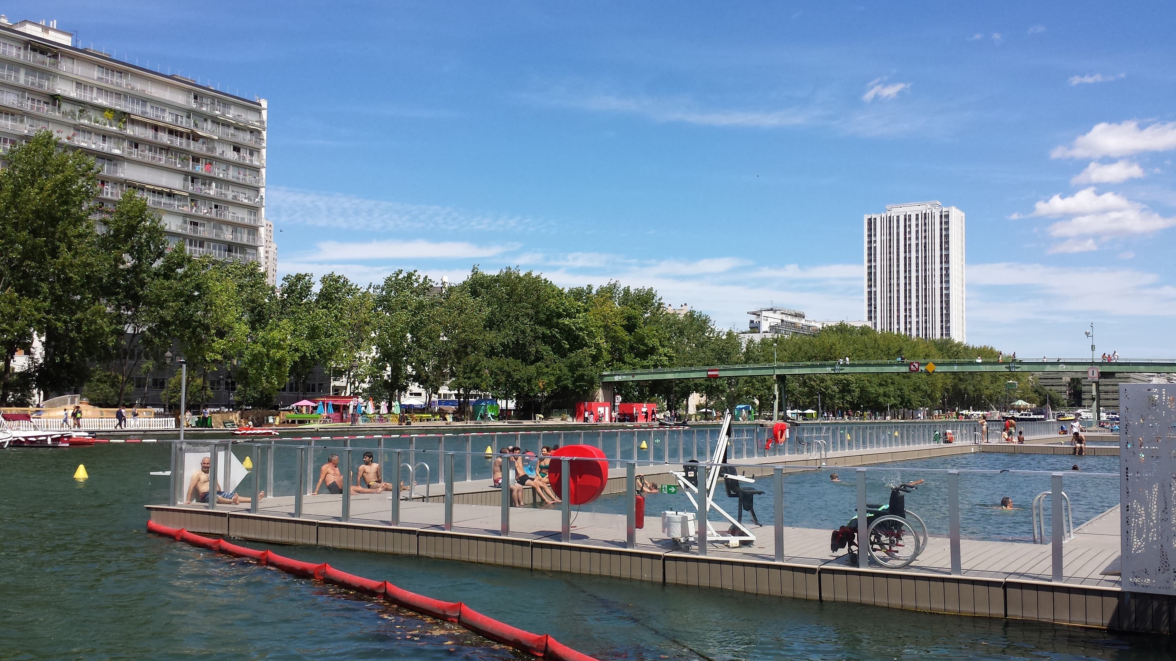 A view of the new swimming zone in a Paris canal