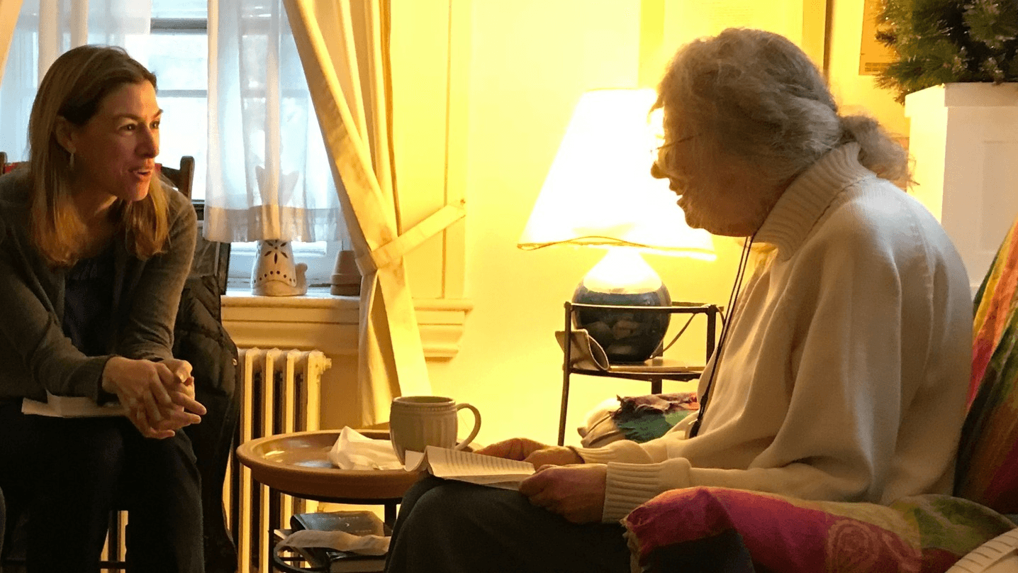 Kara Miller meets with Somerville-Cambridge Elder Services patient Louisa Solano to talk about what’s on her iPod.