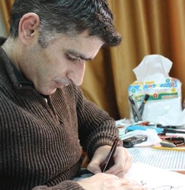 Syrian cartoonist Akram Raslan was arrested by Syrian authorities on October 2, 2012 in Hama. He was last seen on July 26, 2013. Reports that he is now dead have been impossible to verify and many hold out hope that he is still alive.