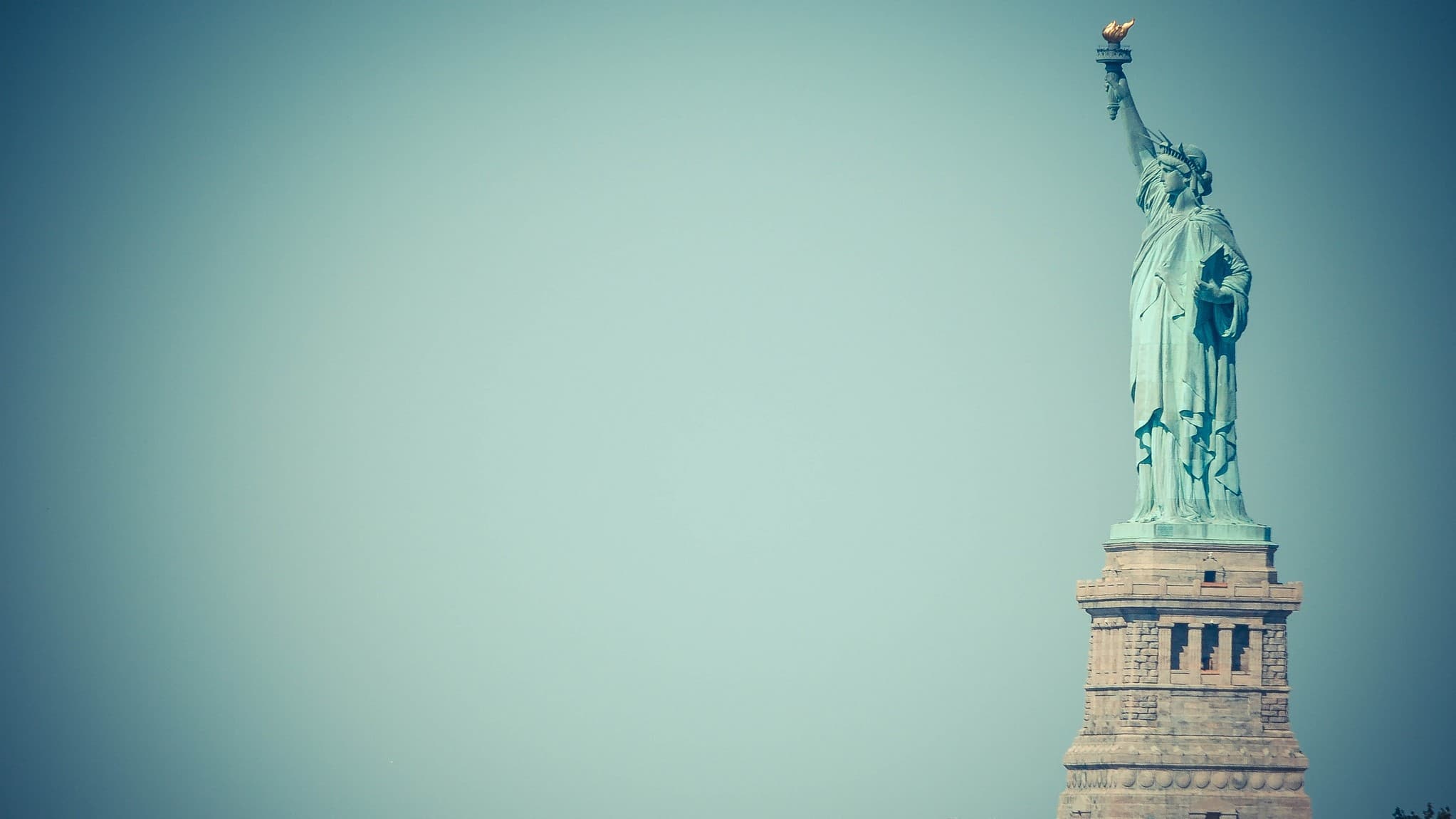 The Statue of Liberty on Liberty Island in New York Harbor.