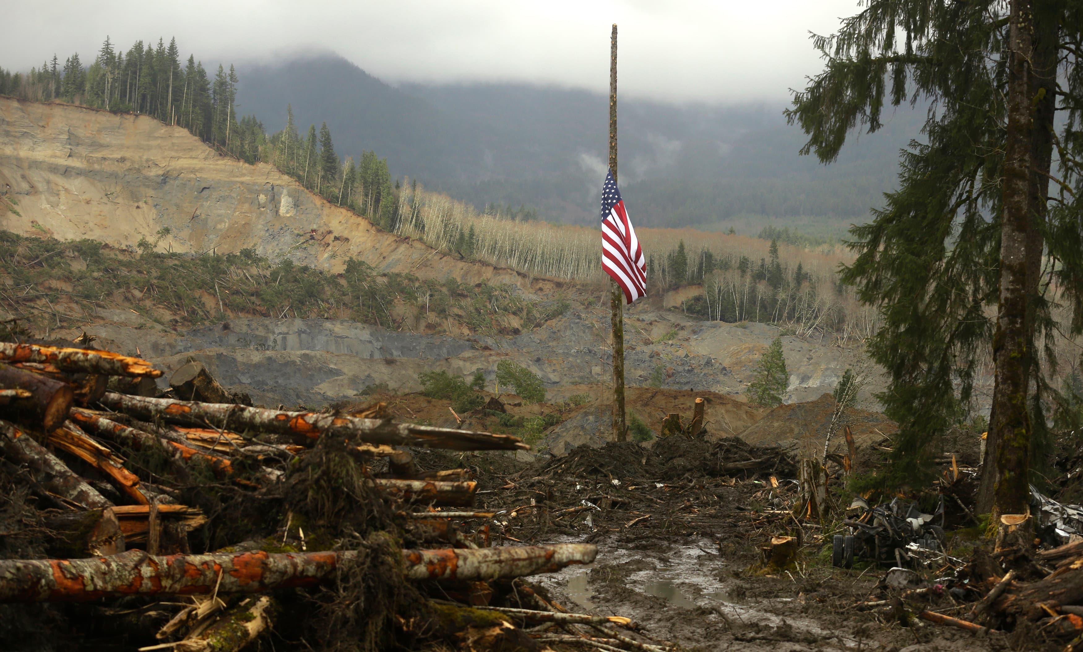 A flag flies at half-staff
