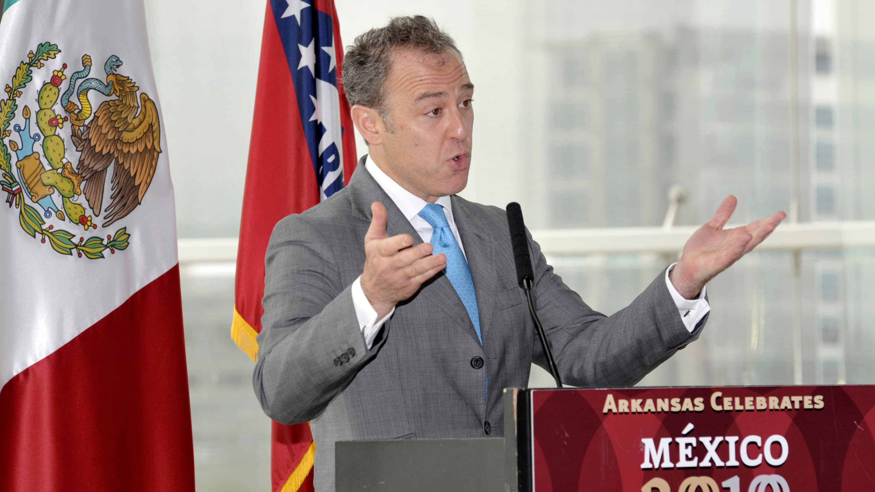 Mexican Ambassador Arturo Sarukhan gives an address in Little Rock, Arkansas Luncheon to celebrate the bicentennial of the Mexican Independence Wars and the centennial of the Mexican Revolution in 2010.