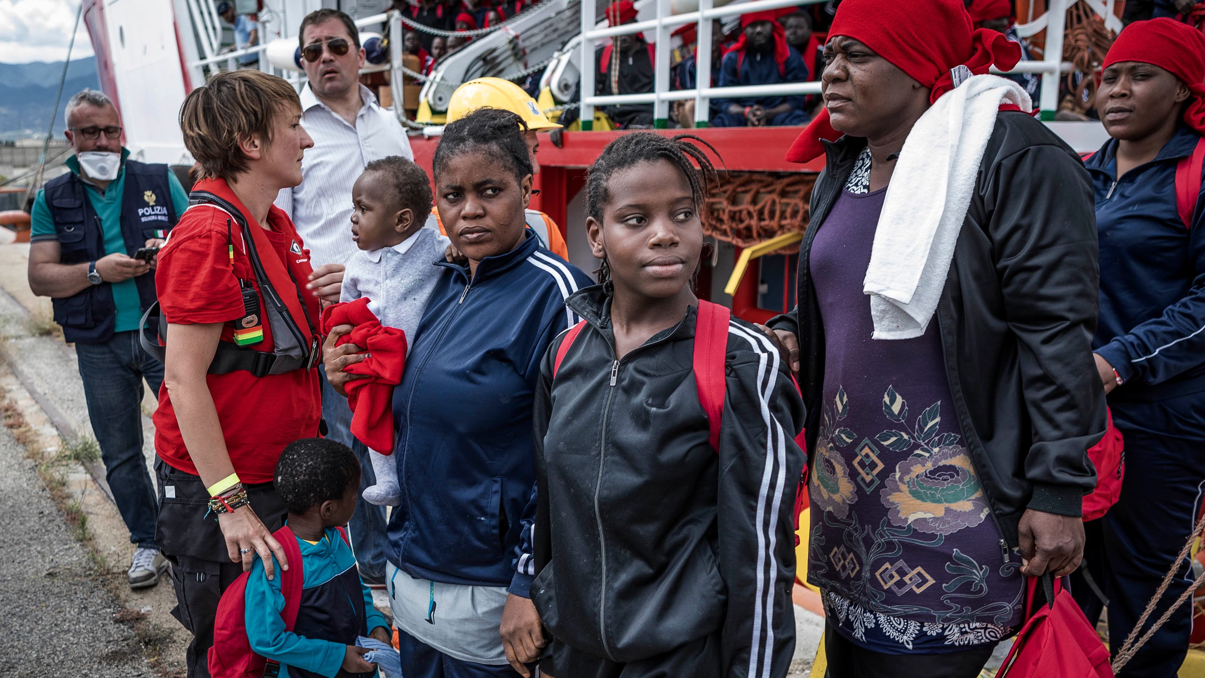 African migrants arriving in Italy from Mediterranean