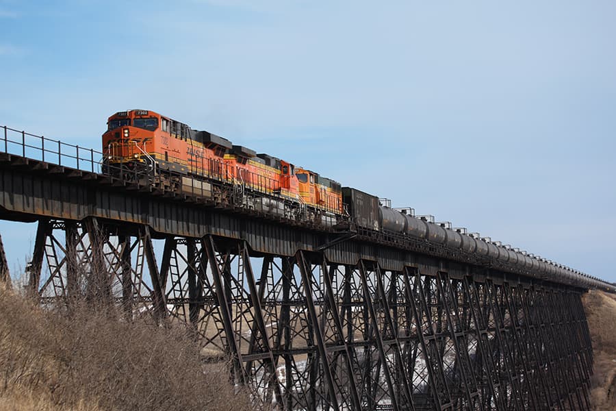 BNSF train on trestle