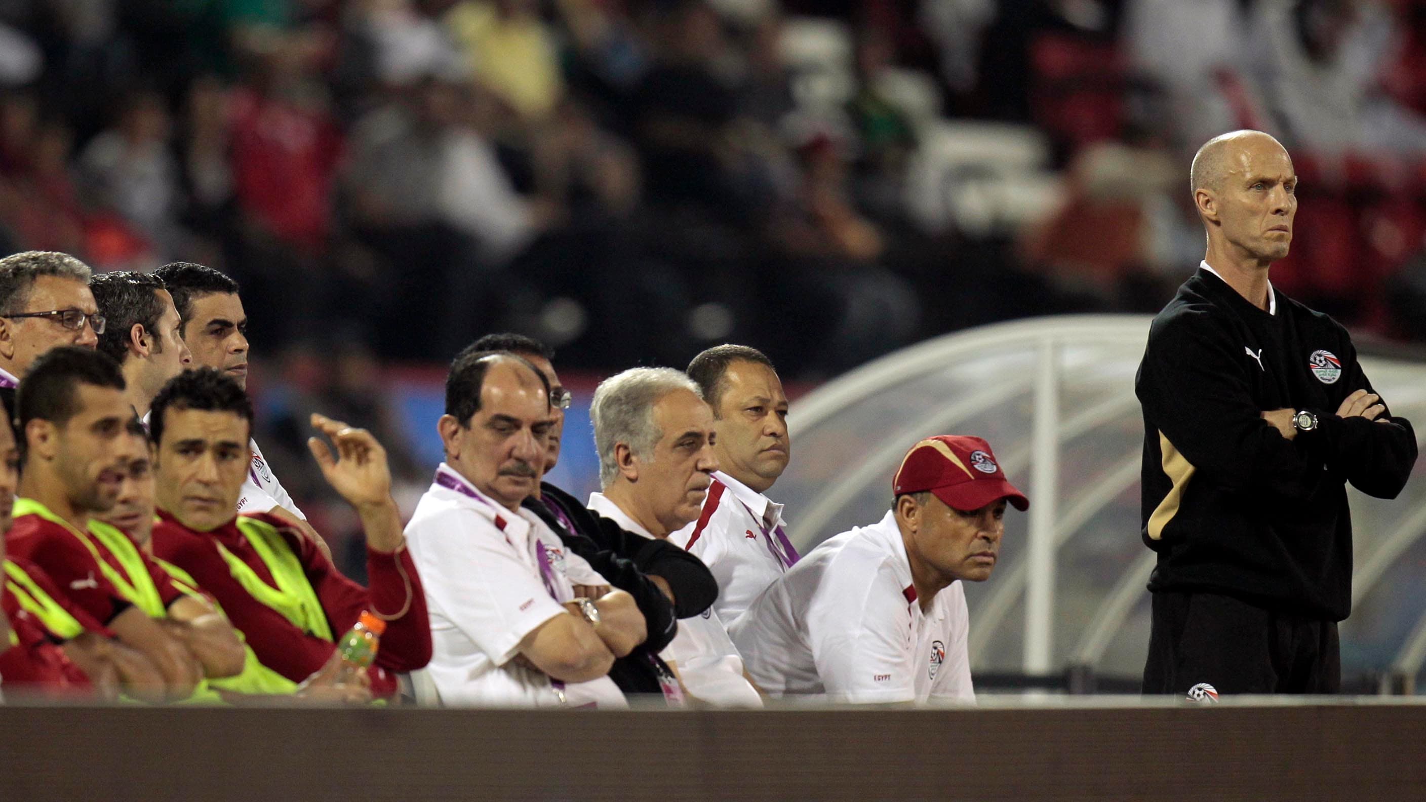 Egypt's head coach Bob Bradley of the U.S. Looks on during their international friendly match against Brazil in Doha November 14, 2011.