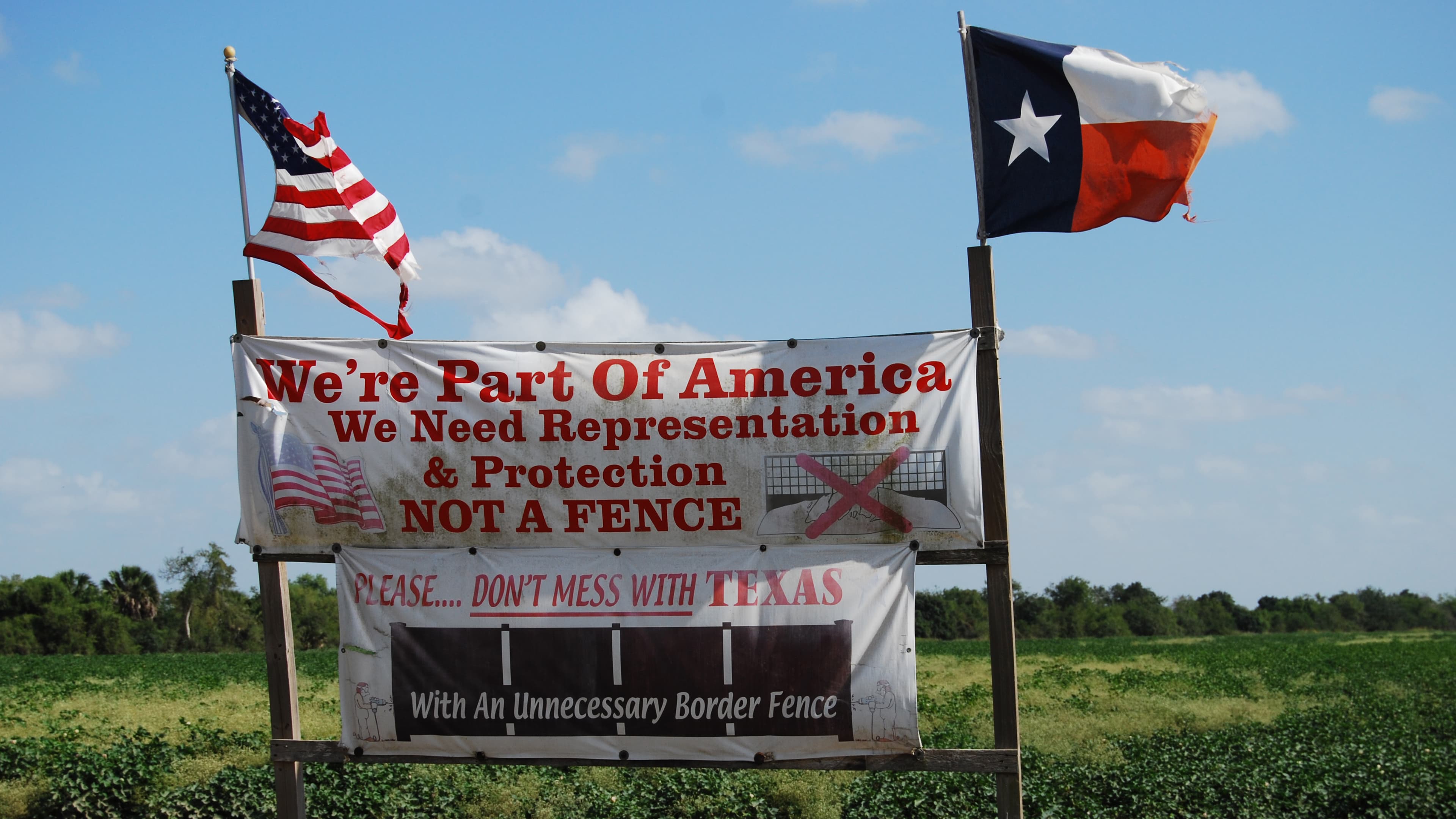 Residents along the border in Texas' Rio Grande Valley express their sentiments on properties up and down the Rio Grande River.