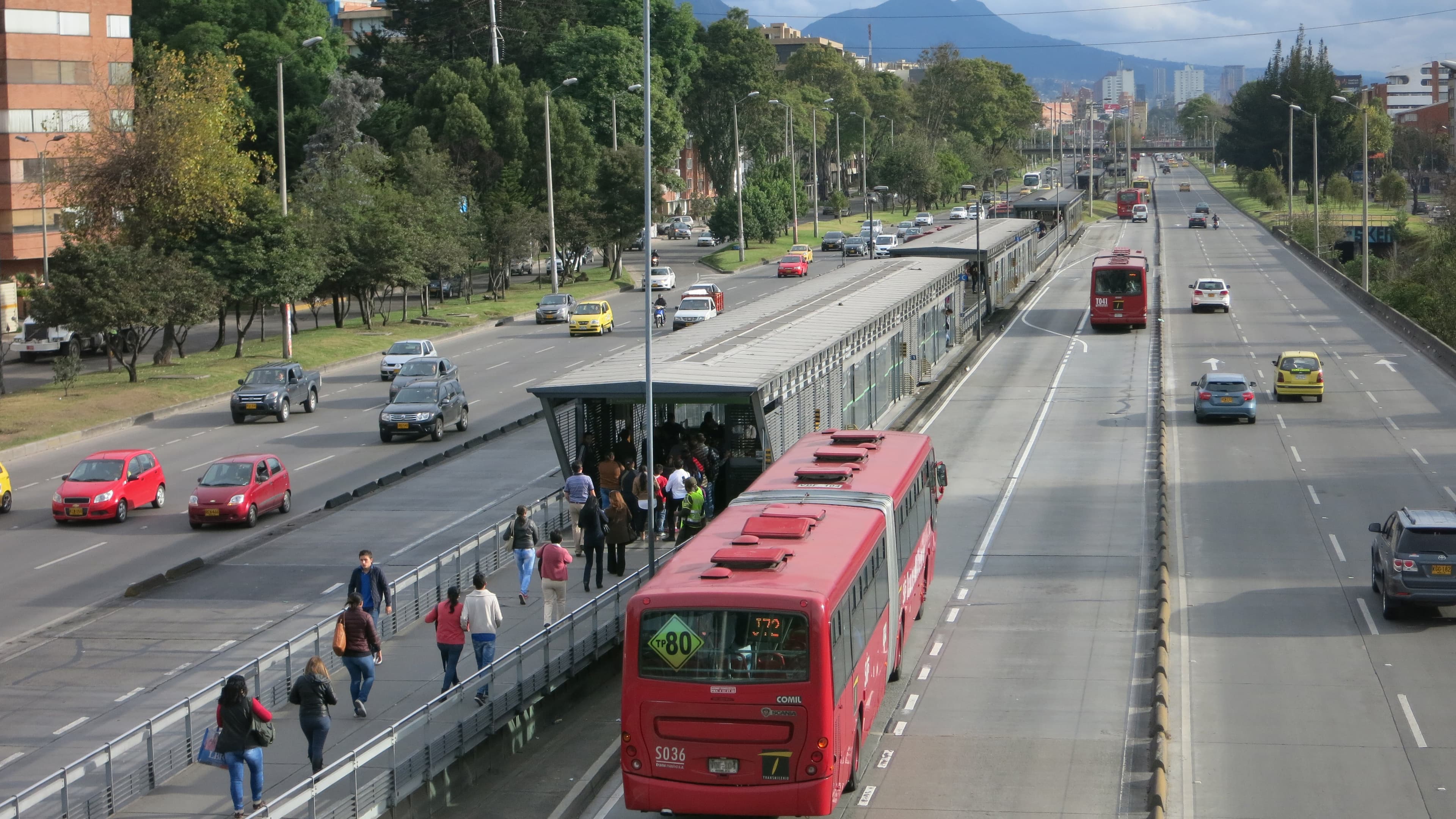 Bogotá's TransMilenio buses began operating in the year 2000.It’s the largest bus rapid transit system on the planet carrying 2.4 million passengers daily.