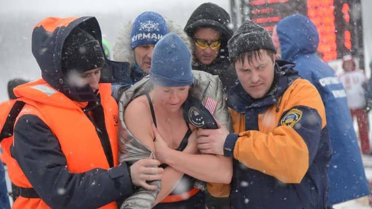 Melissa O'Reilly at the International Winter Swimming Competition in Murmansk, Russia, in March 2015.