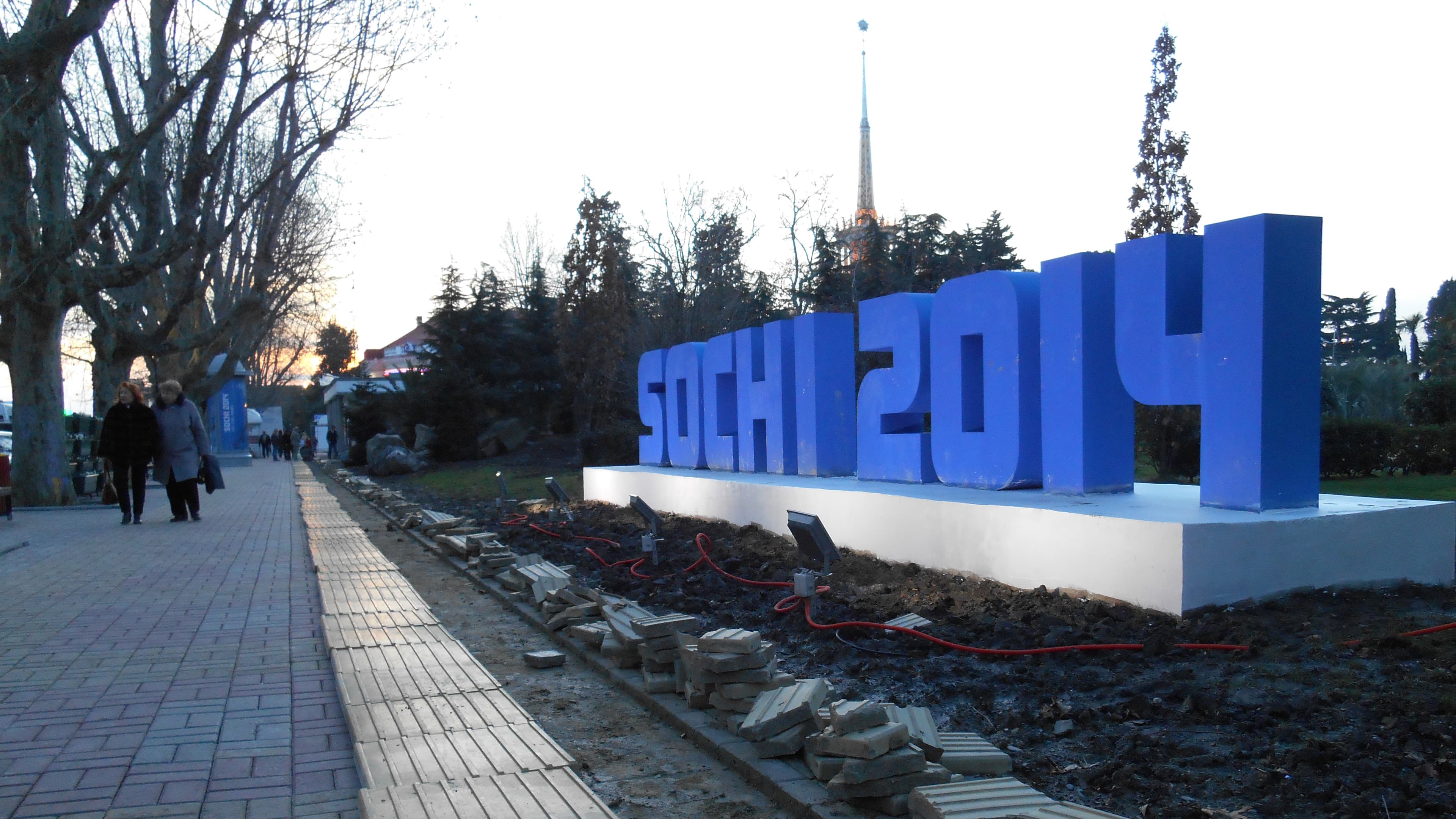 Sochi has been struggling to make its public spaces handicapped accessible, including sidewalk markings for the visually impaired. Two weeks before the Olympics, there was still work to be done.