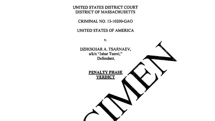 Dzhokhar Tsarnaev penalty phase verdict