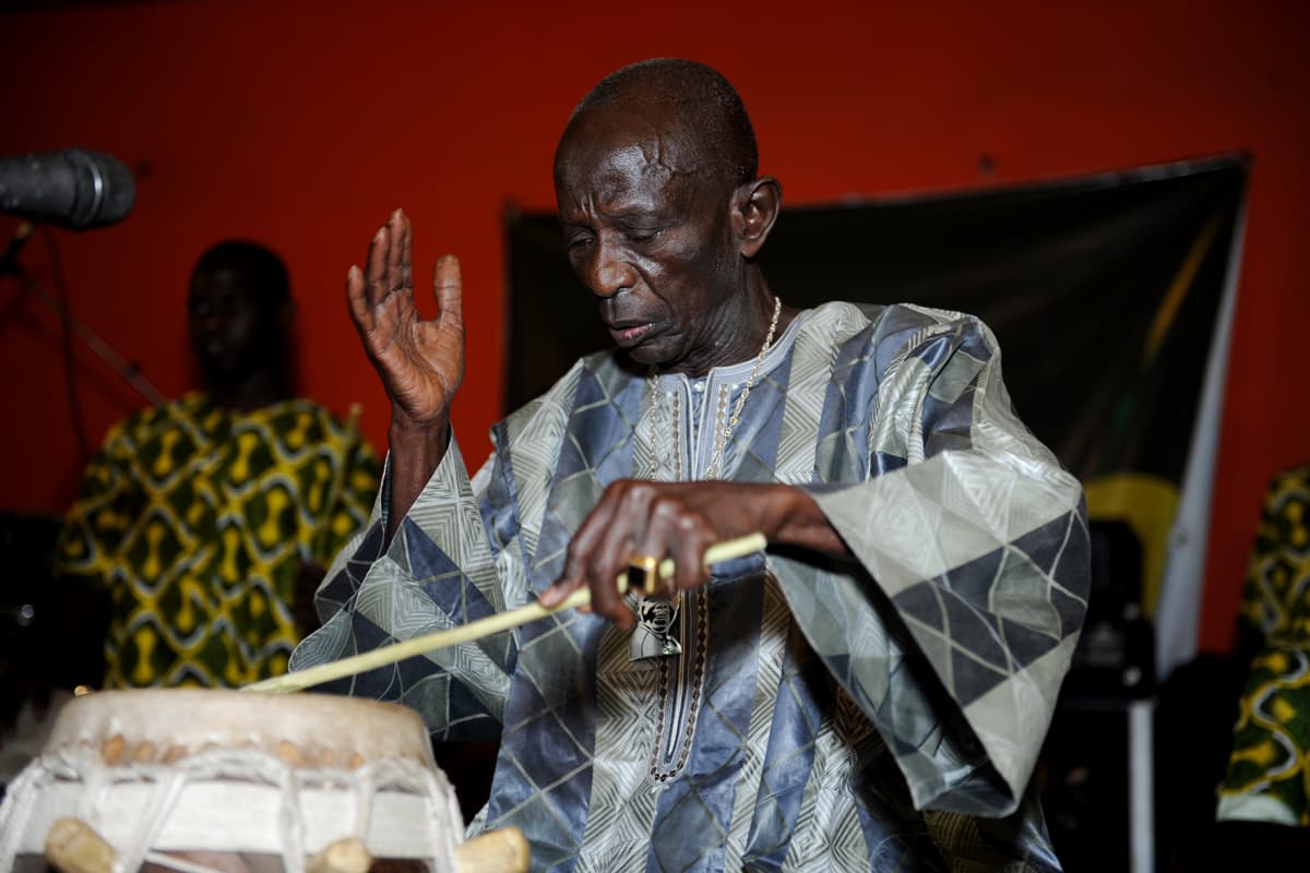 Doudou Ndiaye Rose performs in Dakar, 2013.