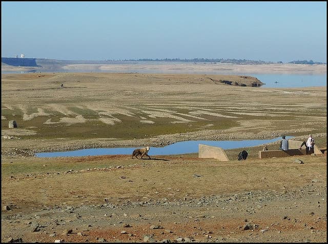 Historic lows at Folsom Lake in Northern California.