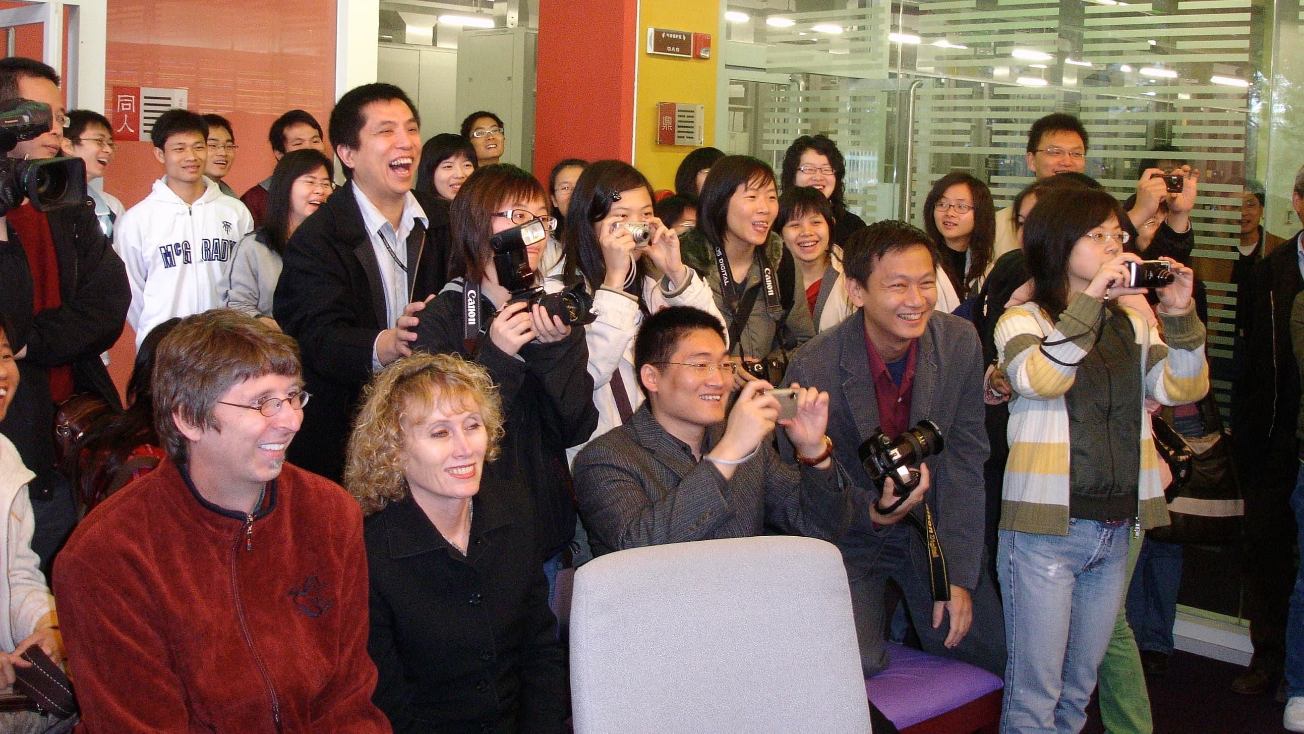 Journalism students gather at Shantou University, in China's Guangdong province