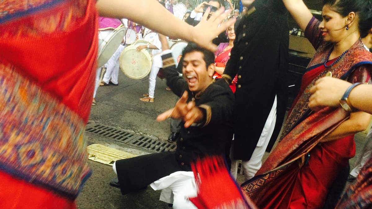 People celebrate during the Ganesh festival in Mumbai.