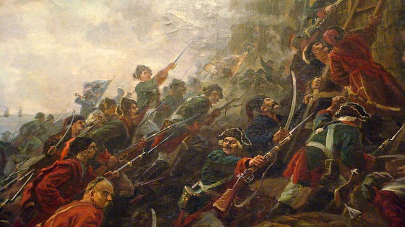Russian regular troops and Cossacks storming the Turkish fortress of Khadjibey in 1789, by P.P.Parkhet. Khadjibey was later renamed Odessa for the ancient Greek colony on the Black Sea.