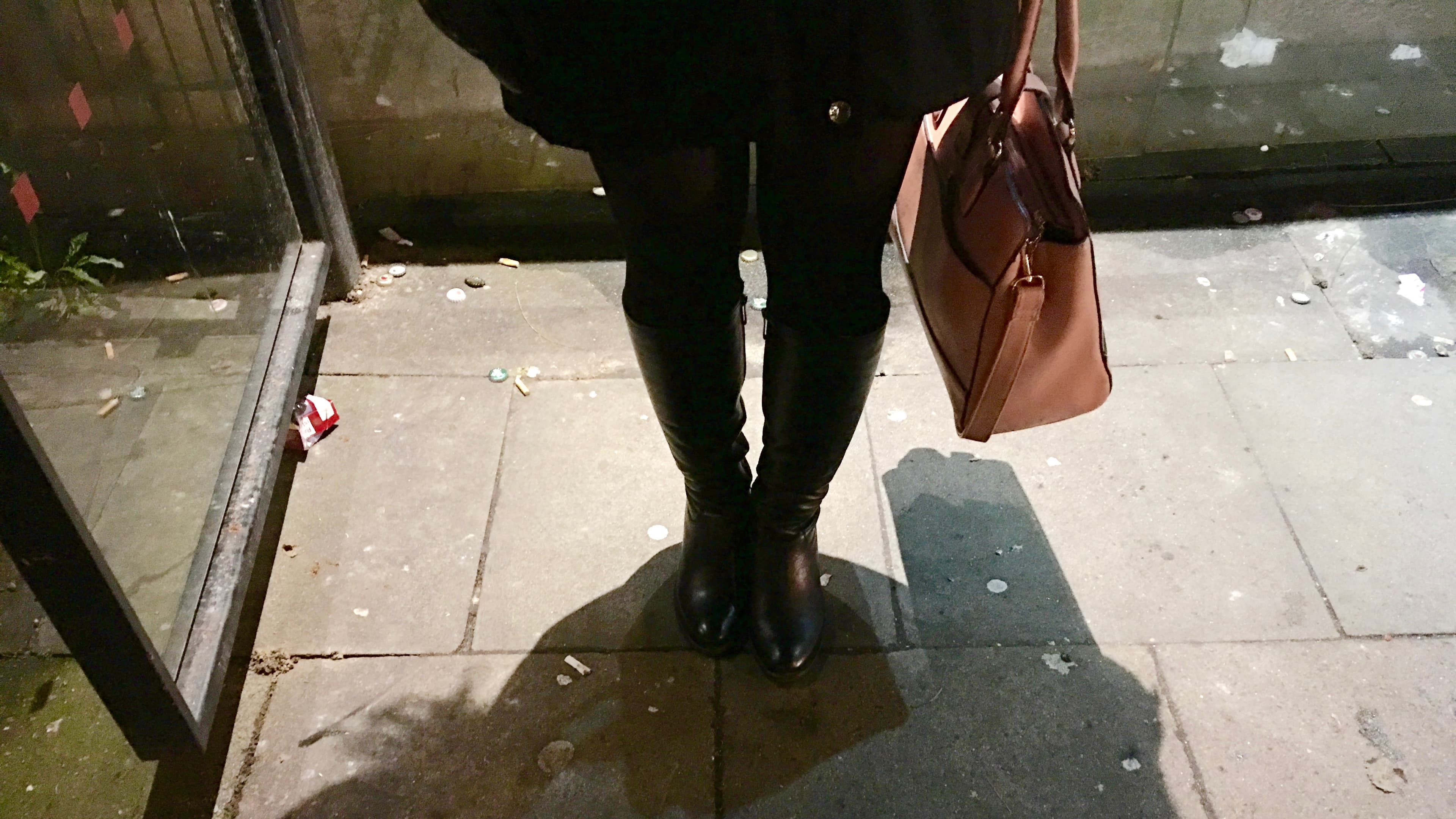 Irina Bedavi is an activist who works with migrant women escaping abusive and violent relationships in Germany. She is standing at a bus stop where she has met girls who left their abusive husbands. She asked that her identity be hidden for her own safet