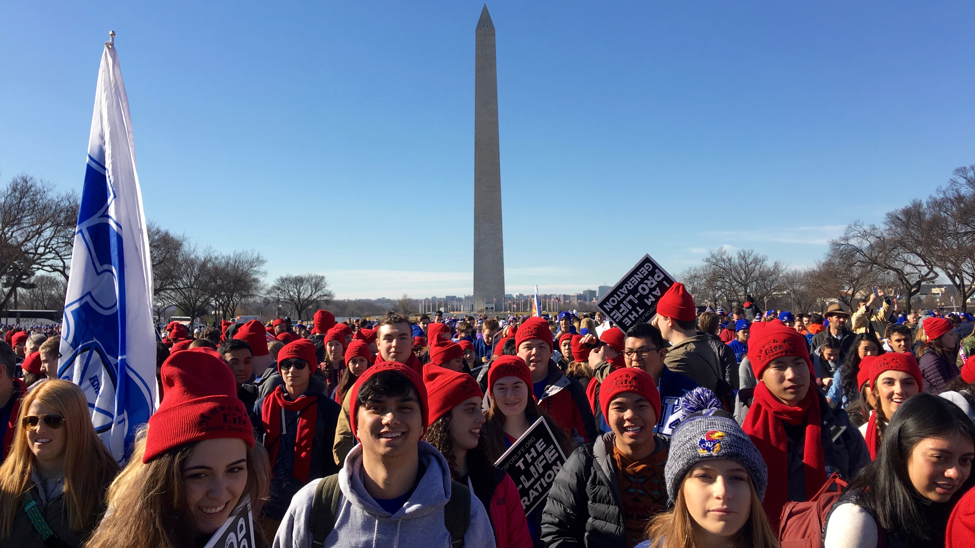 Catholic high school students from all over the country attended Friday's "March for Life" event in Washington, DC. This group from Kapaun Mt. Carmel Catholic High School in Wichita, Kansas took buses to be there.