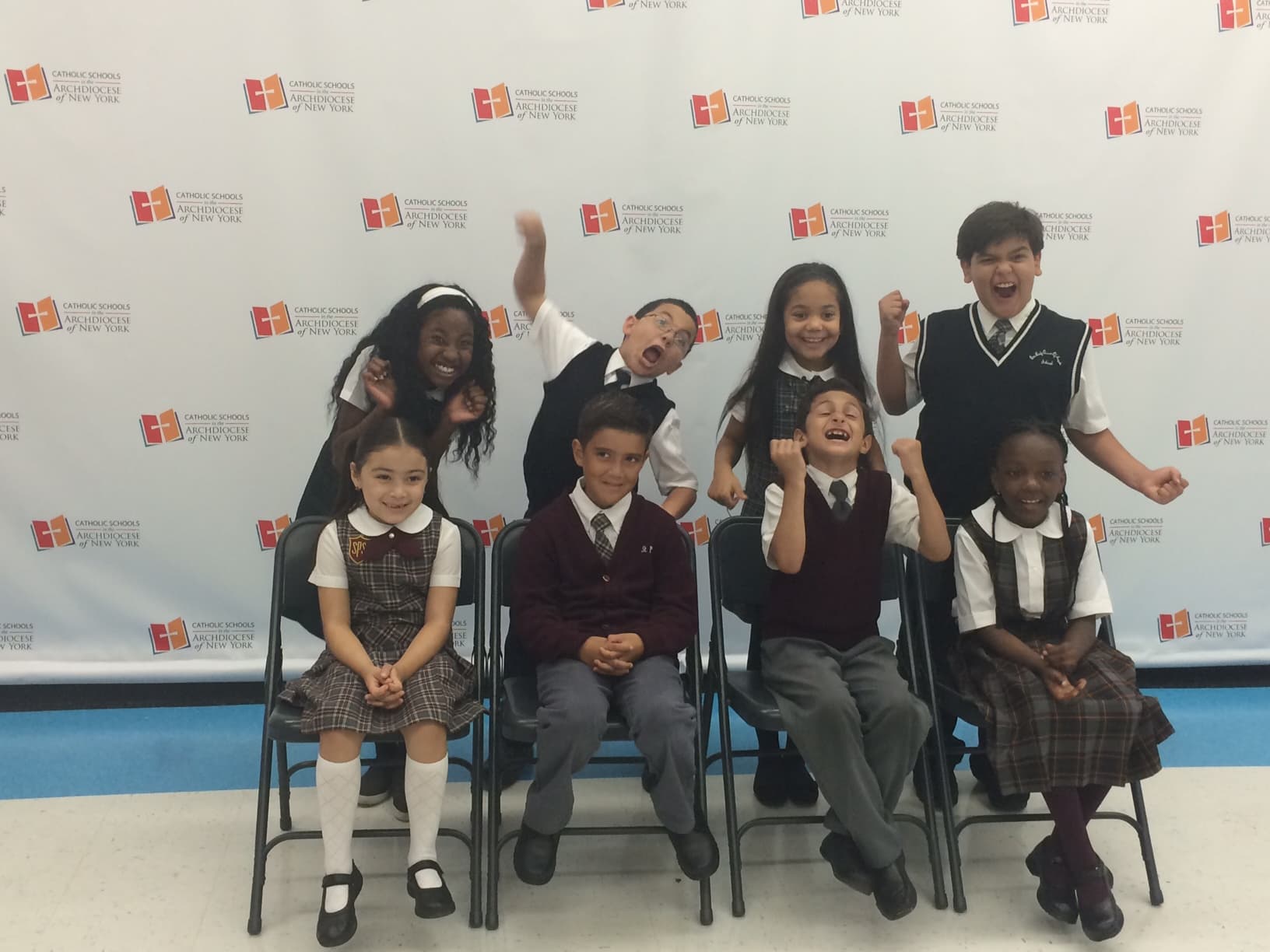 Students at Our Lady Queen of Angels, an elementary and middle school in East Harlem that is preparing for a brief visit by Pope Francis when he comes to NYC in late September.