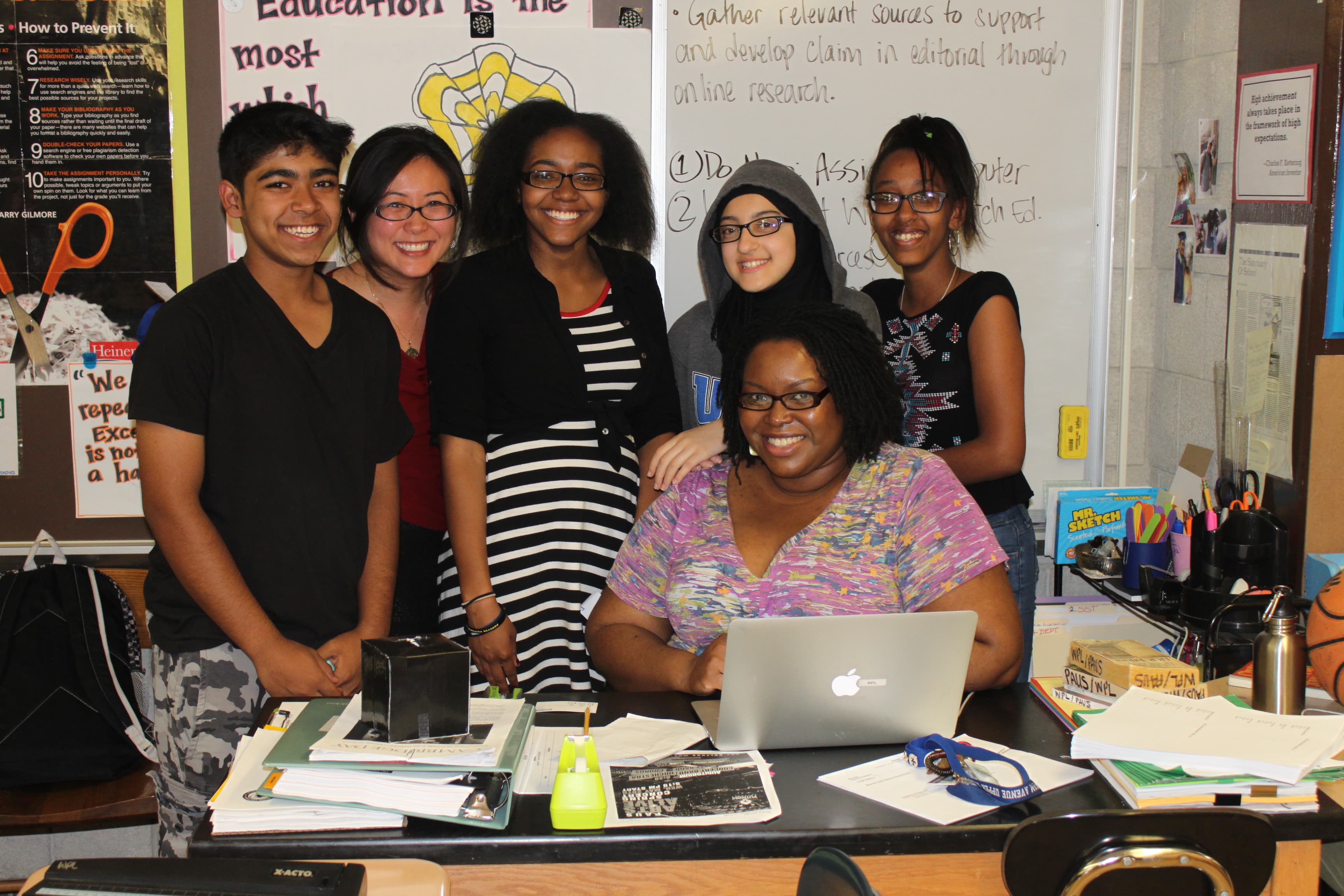 Eighth grade teachers and students at the Putnam Avenue Upper School in Cambridge, Massachusetts