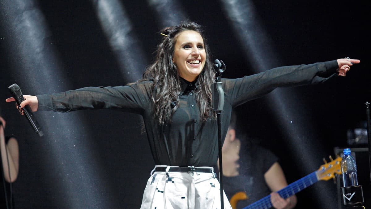 The winner of the Ukrainian national selection for the Eurovision 2016 Crimean Tatar singer Susana Jamaladynova known as Jamala performs during a concert in Kiev, Ukraine, on March 18, 2016. Jamala will represent Ukraine at the Eurovision with a song name