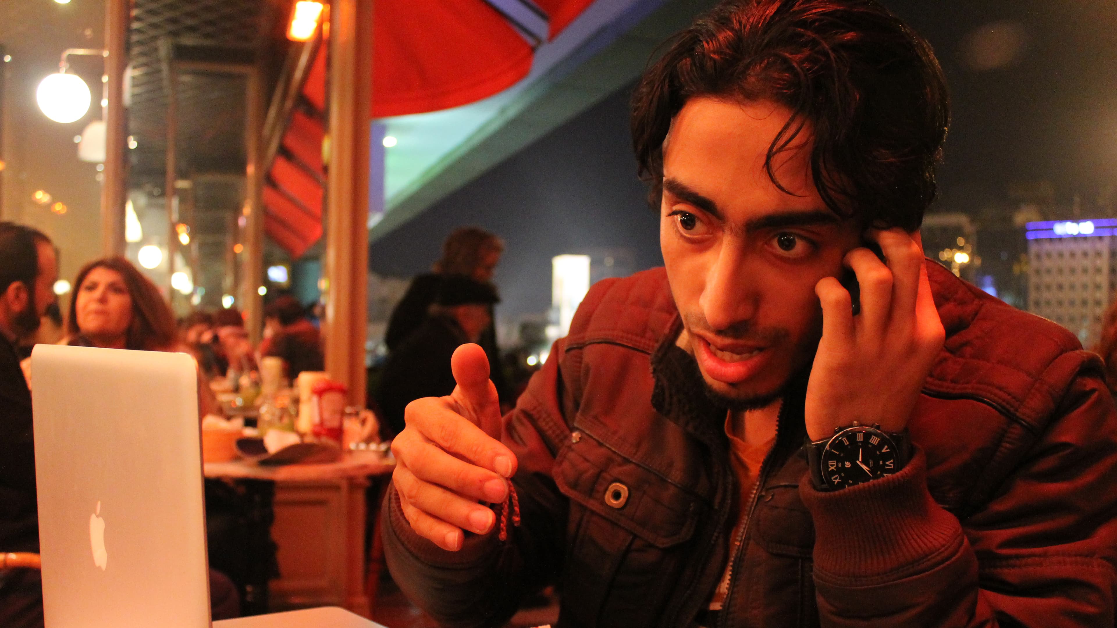 Syrian activist Karam Al Hamad at work. Hamad is currently waiting for permission to leave Turkey to travel to the US for a fellowship.