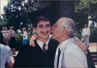 Karim Shamsi-Basha, who moved from Syria to attend the University of Tennessee in the 1980s, stands with his father, Kheridean Shamsi-Basha.