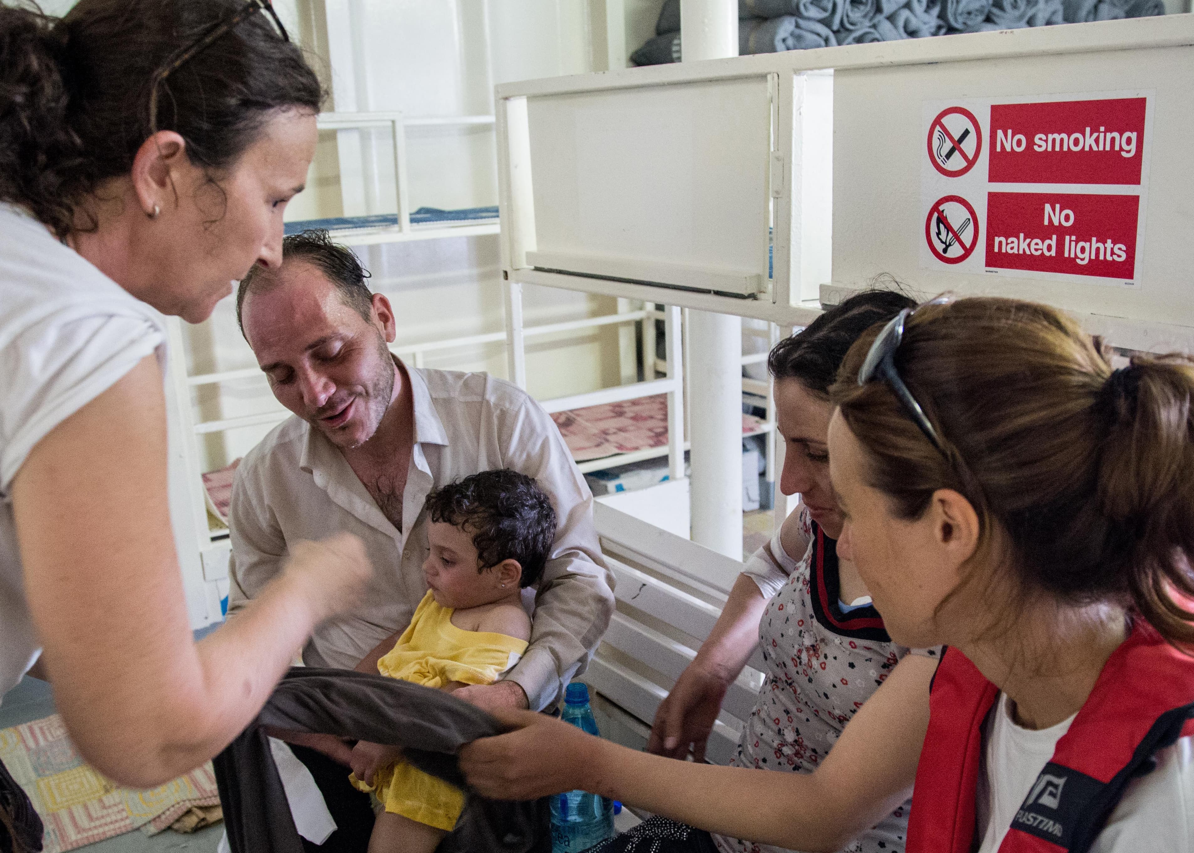 A Palestinian family was among the migrants rescued with the help of the aid group Médecins Sans Frontières (MSF) or Doctors Without Borders.
