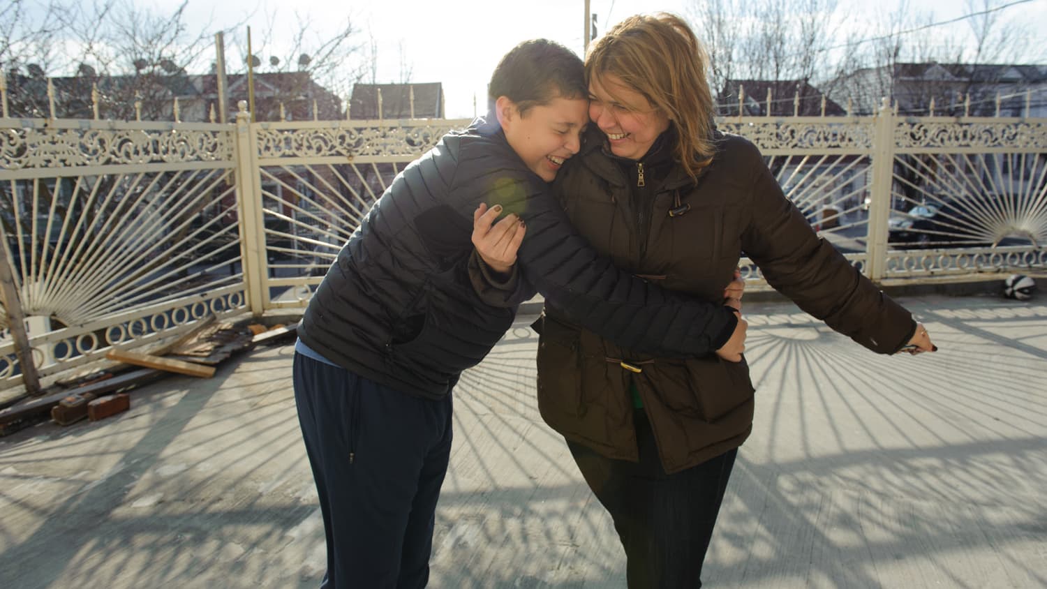 Blanca and her son Guido play in Corona, Queens.