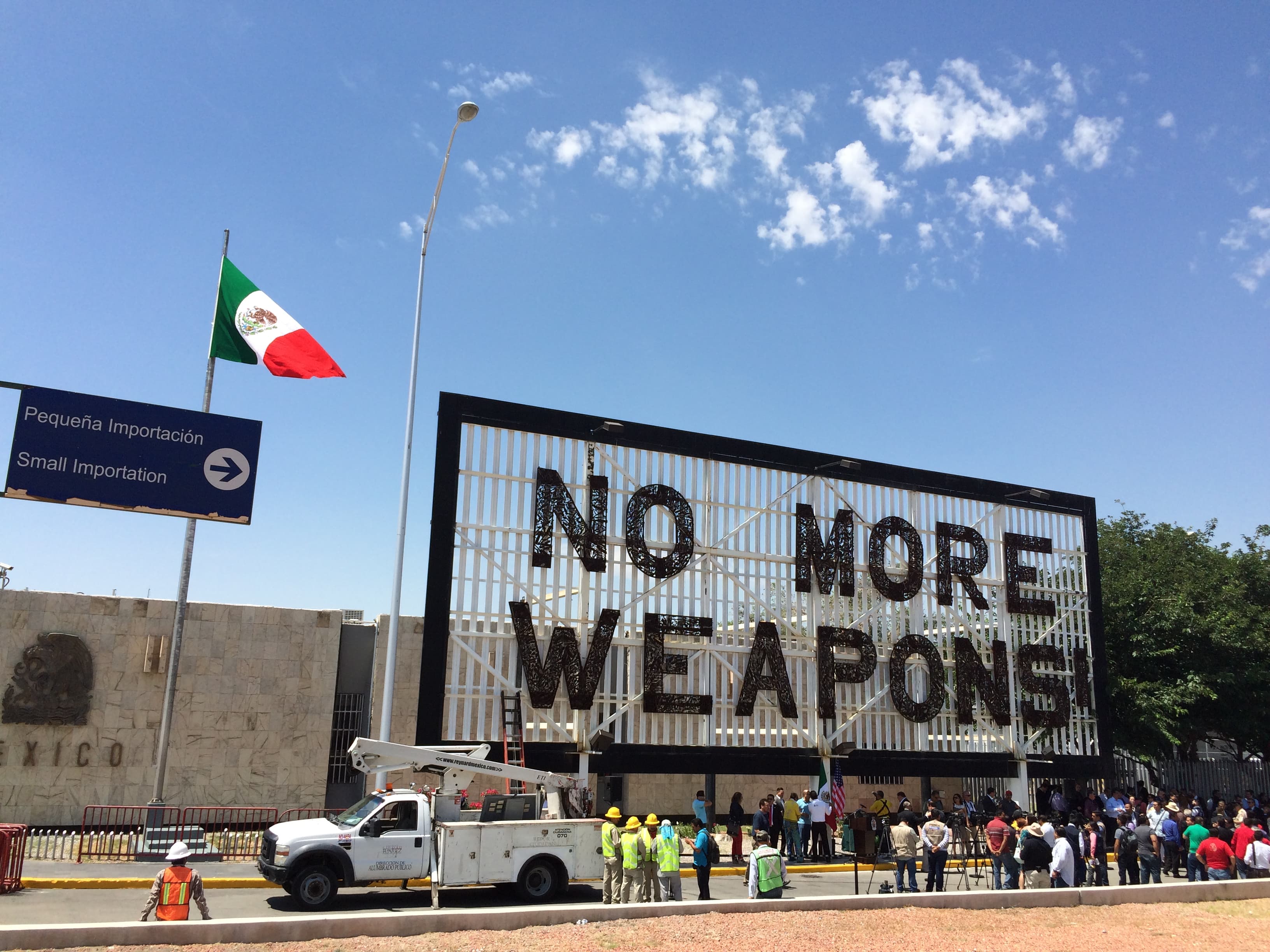 'No More Weapons' sign