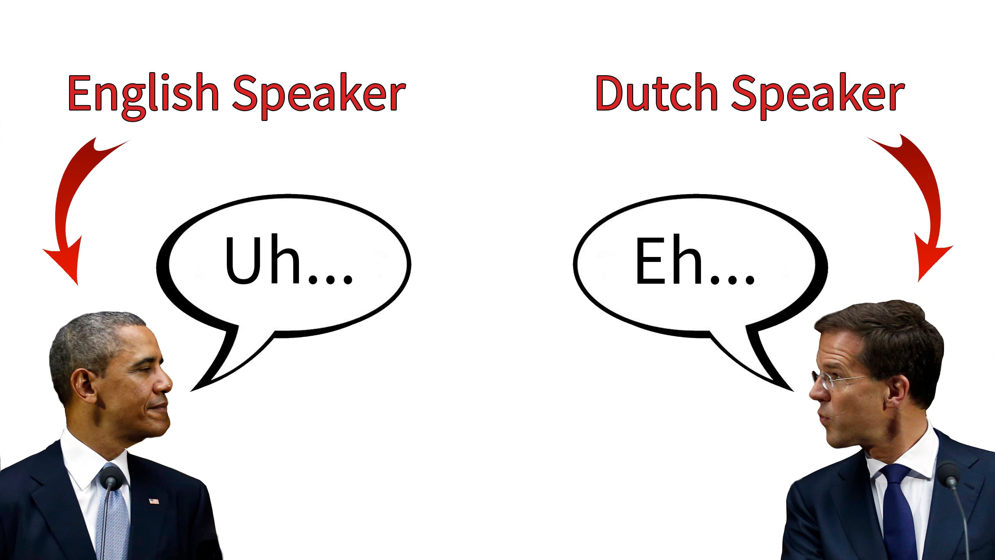 US President Barack Obama and Dutch Prime Minister Mark Rutte both favor "uh" (or "eh" in Dutch) over "um." Younger people and women are more likely to say "um."