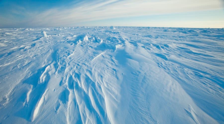 Wind patterns in the ice pack that covers the Arctic Ocean north of Prudhoe Bay, Alaska on March 18, 2011.