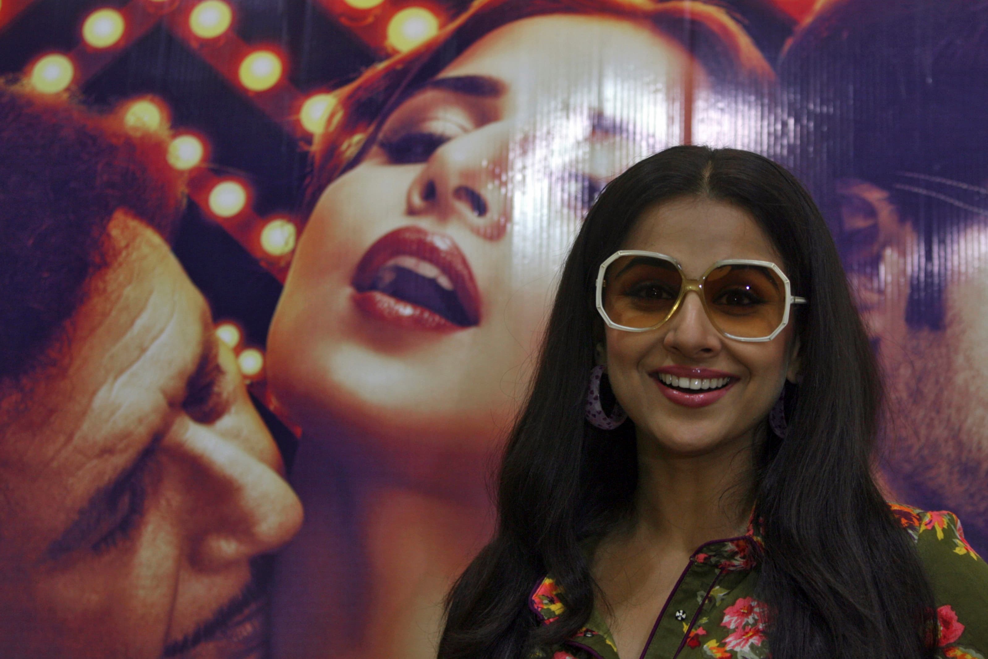 Bollywood actress Vidya Balan smiles during a news conference to promote her 2011 movie "The Dirty Picture" in the southern Indian city of Hyderabad. "The Dirty Picture" is said to be based on the life of Silk Smitha, a south Indian actress who became a h