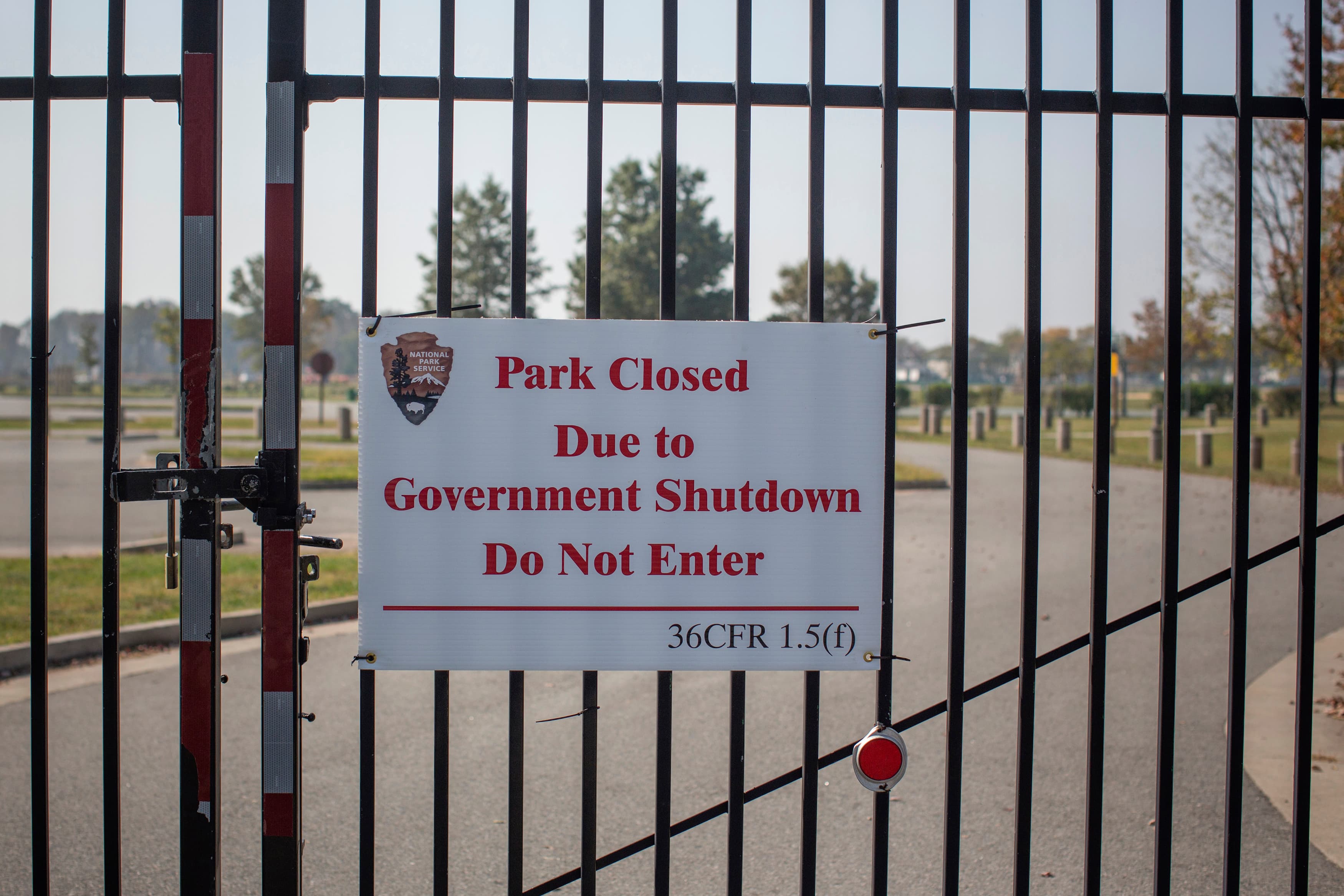 A sign at the entrance of the World War Veterans Park in New York