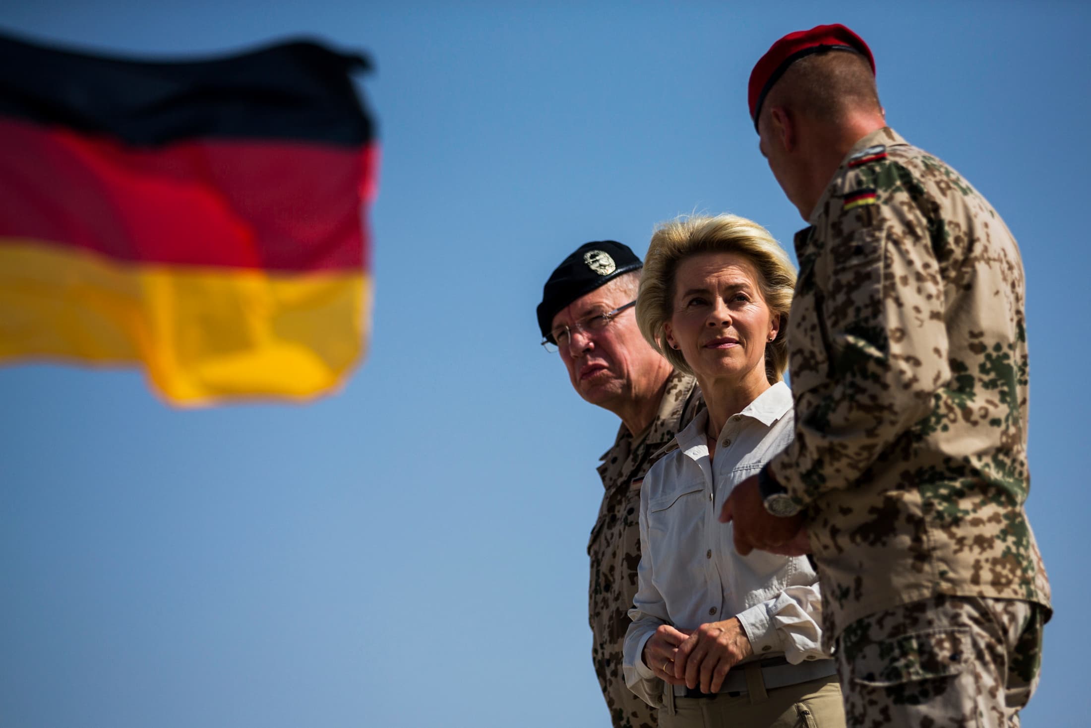 German Defense Minister Ursula von der Leyen visits Camp Shaheen outside Mazar-i-Sharif in Afghanistan, where German troops are stationed.