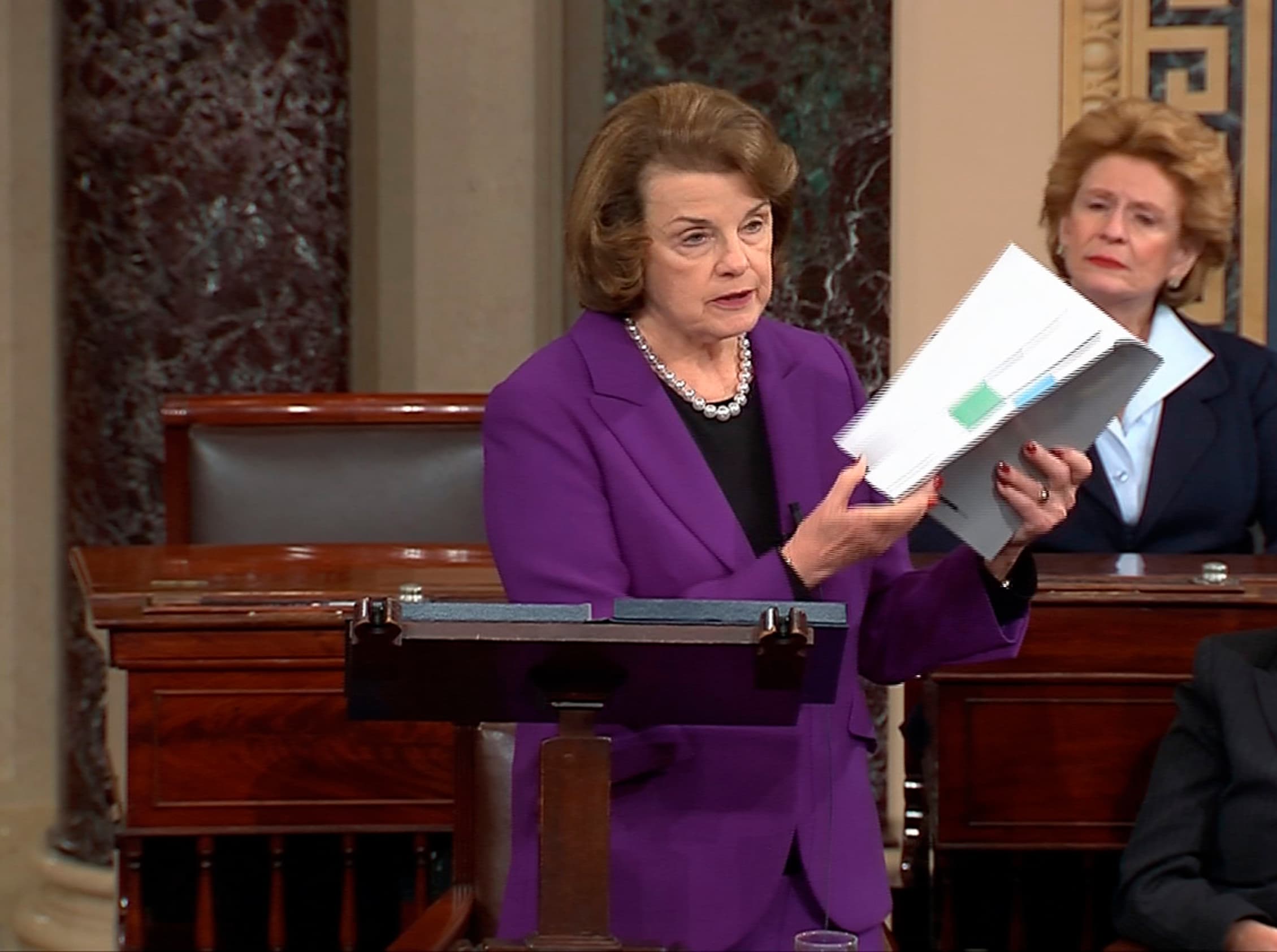 Senate Intelligence Committee Chairwoman Dianne Feinstein discusses the Intelligence Committee's report on the CIA's anti-terrorism tactics on December 9, 2014.