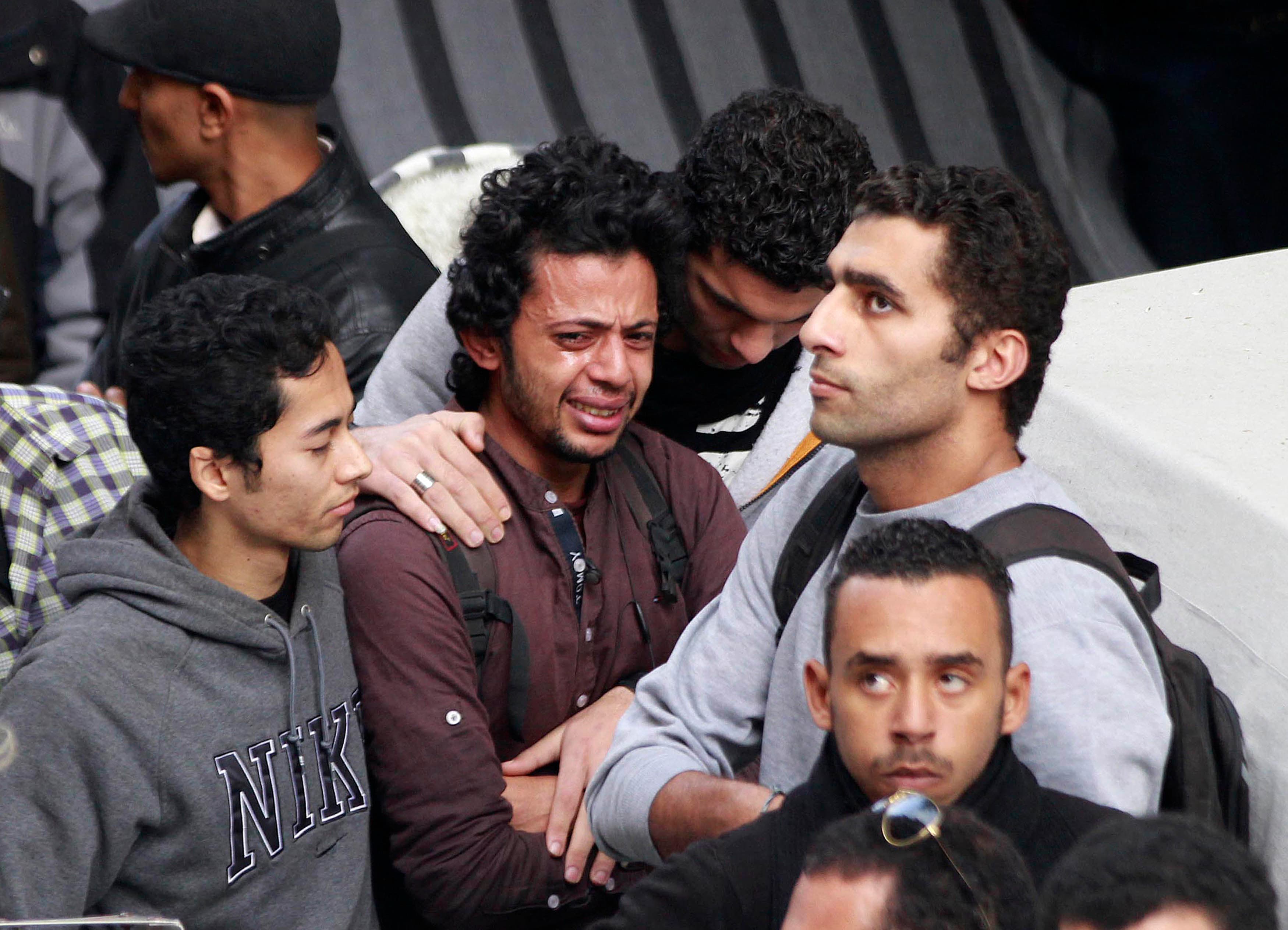 Relatives, friends and residents of Alexandria mourn during the funeral of Shaimaa al-Sabbagh, an activist at the Socialist Popular Alliance Party (SPAP), in Alexandria January 25, 2015.