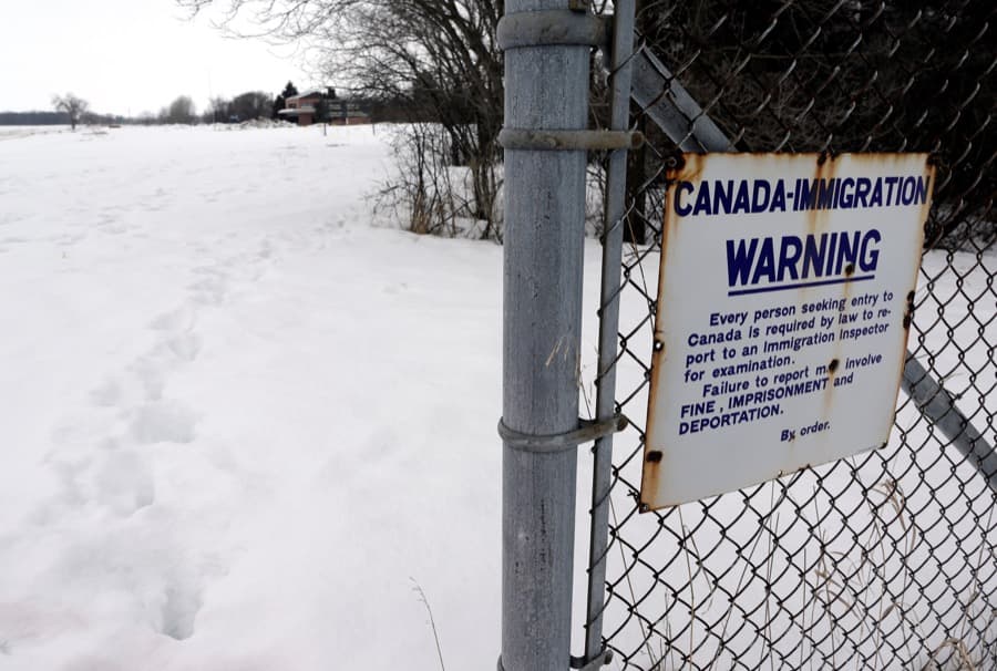 A former border crossing used by refugees walking from the United States to enter Canada at Emerson, Manitoba.